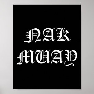 Poster Nak Muay Thai Kickboxing Medieval Inglês Antigo