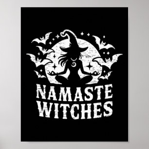 Poster Namaste Bruxas Yoga Meditação de Halloween