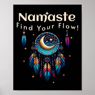 Poster Namaste Encontre Seu Fluxo Lua Crescente Apanhador