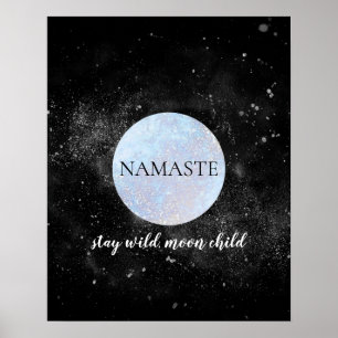 Poster Namaste Fique Selvagem Criança Lua Azul Lua Cheia 