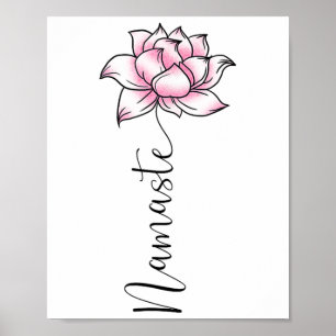 Poster Namaste Lilly Lótus Flor Rosa Bonito Hindi Ioga Pr