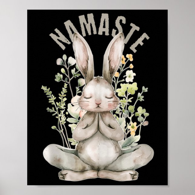 Poster Namaste Páscoa Coelho Zen Yoga Dentro da Paz Espir (Frente)