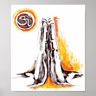 Poster Namaste, postura de mão dobrada
