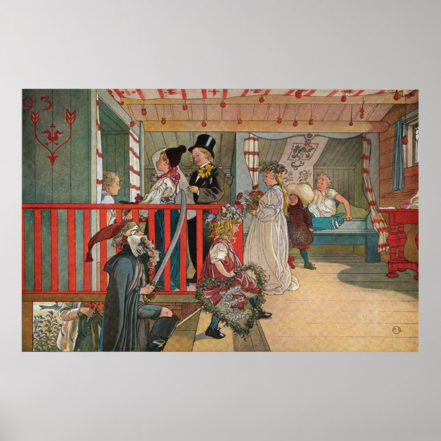 Poster Namnsdag på härbret, Carl Larsson (Frente)
