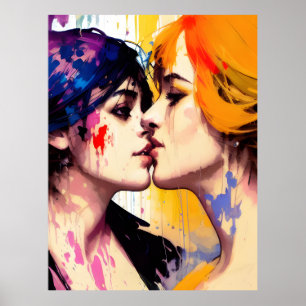 Poster Namoradas Lésbicas se Beijam