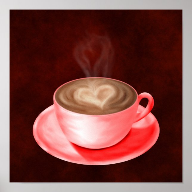 Poster Namorados Cappuccino Art Heart (Frente)