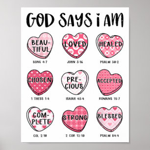 Poster Namorados Cristão Deus Diz Bíblia Versa Corações F