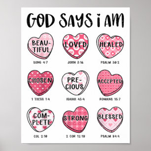 Poster Namorados Cristão Deus Diz Bíblia Versa Corações F