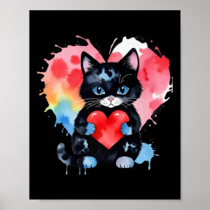 Poster Namorados de Abraço de Gato Giro Arco-Íris Gatinho