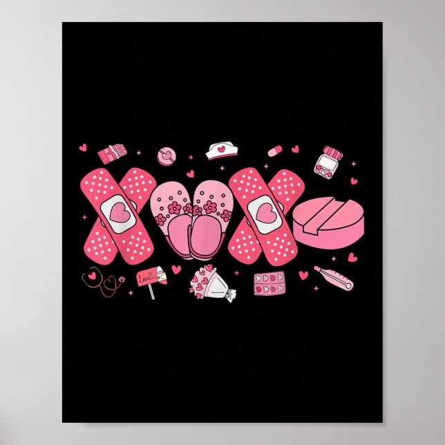 Poster Namorados de Enfermeira Cardíaca Com Controlo Ador (Frente)