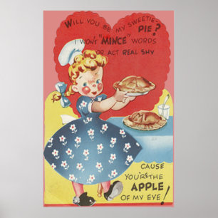 Poster Namorados de Garçonete de torta de Maçã Engraç