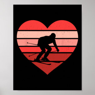 Poster Namorados Retro Heart Skiing Ski Vintage me dá