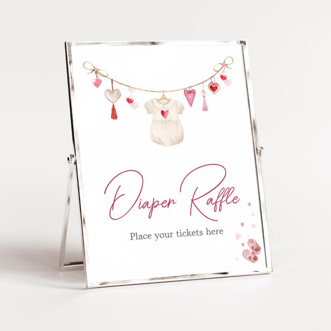 Poster Namorados Swetheart Fralda Raffle (A Little Sweetheart Valentine Baby Shower Diaper Raffle Sign)