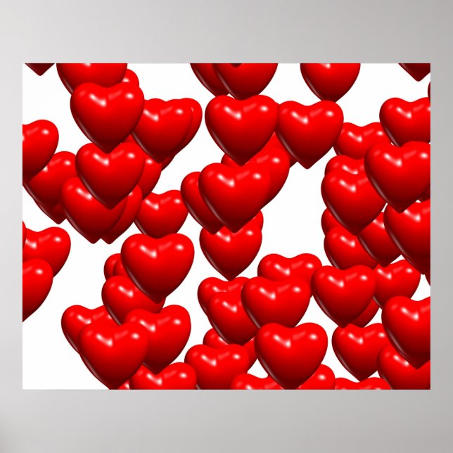 Poster Namorados Vermelho Corações Random Bunch Glossy (Frente)