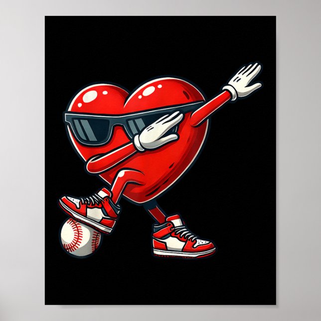 Poster Namorados Vermelho Jogando Beisebol Dabbing Toddl (Frente)