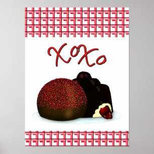 Poster Namorados XOXO Bonbon e Chocolate Escuro