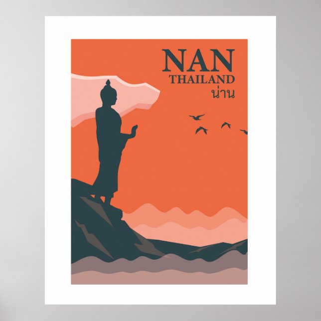 Poster Nan Retro Style Tailândia Viagem Wall Art (Frente)