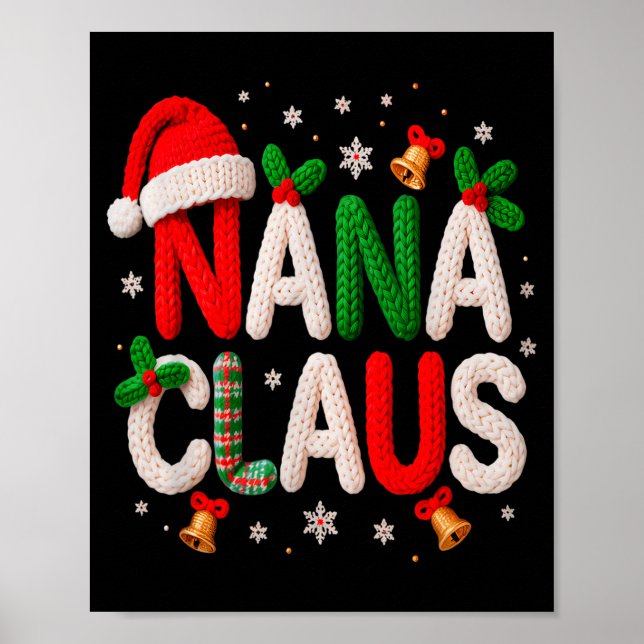 Poster Nana Claus Santa Claus Crochet &amp; Knitting Love (Frente)