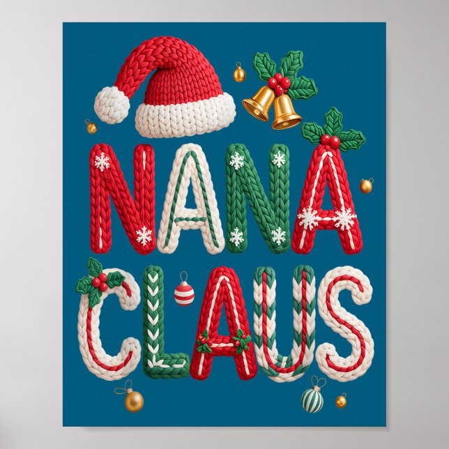 Poster Nana Claus Santa Claus Grandma Family Matching Chr (Frente)