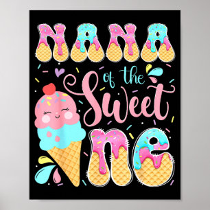 Poster Nana da menina de um ano de sorvete doce