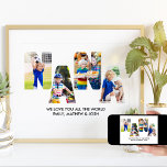 Poster NANA - Letra Cutout Photo Collage Nome dos Netos<br><div class="desc">Poster de fotos NANA, personalizado com 4 de suas fotos favoritas e sua mensagem personalizada. Este design tem tipografia de recorte de letra fotográfica formando a palavra "NANA" e o modelo fotográfico criará isto automaticamente para você. Se você tiver algum problema com suas fotos exibindo bem, tente carregá-las no formato...</div>
