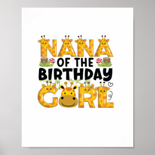 Poster Nana primeiro aniversario Girafa Theme Party Zoo S