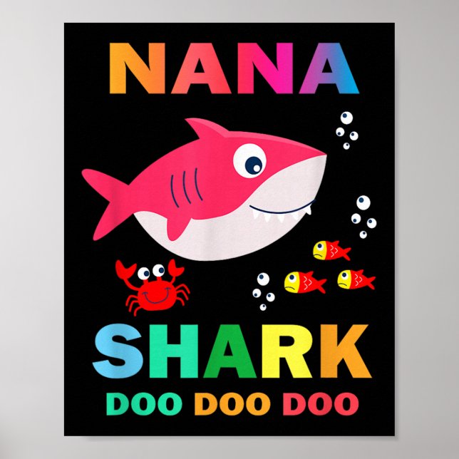 Poster Nana Shark Shirt, Dia de os pais Presente Da Mulhe (Frente)