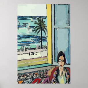 Pôster Nancy na janela, estilo de Matisse