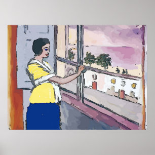 Pôster Nancy na janela observando seus filhos