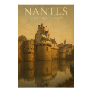Pôster NANTES da França — Bretanha Retro Histórica