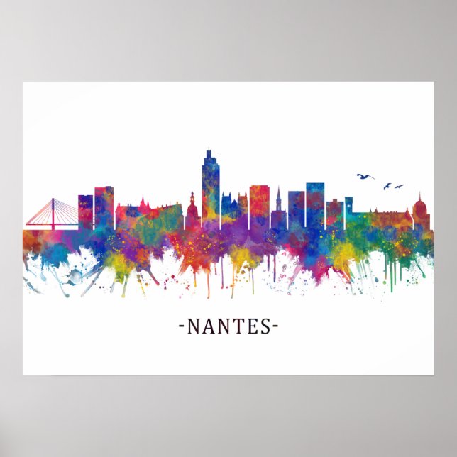 Poster Nantes France Skyline (Frente)