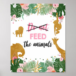 Poster Não Alimente Animais Safari Garota Aniversário