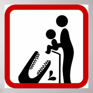 Pôster Não alimente o bebê ao sinal de zoológico de croco