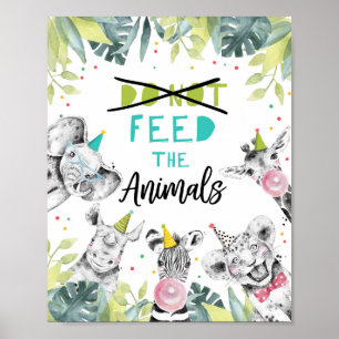 Poster Não alimente os animais - Sinal de Mesa de aniver