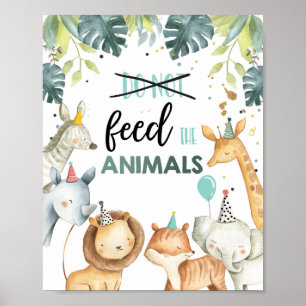 Poster Não alimente os animais - Sinal de Mesa de aniver