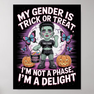 Poster Não binário Halloween Frankenstein Pronouns Não A 