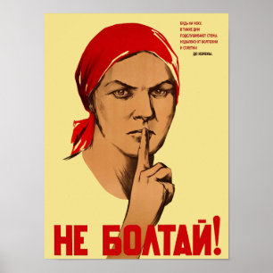 Poster Não Chatter! Ne Boltay! União Soviética CCCP