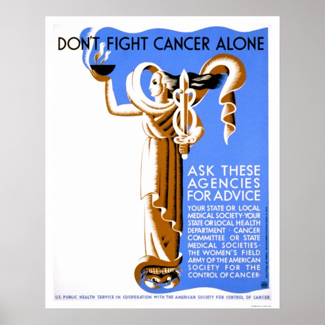 Poster Não combater o Cancer sozinho 1938 WPA (Frente)