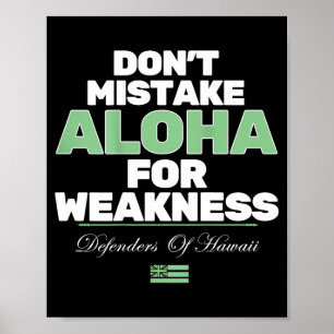 Poster Não Confunda Aloha Com Fraqueza (nas costas)