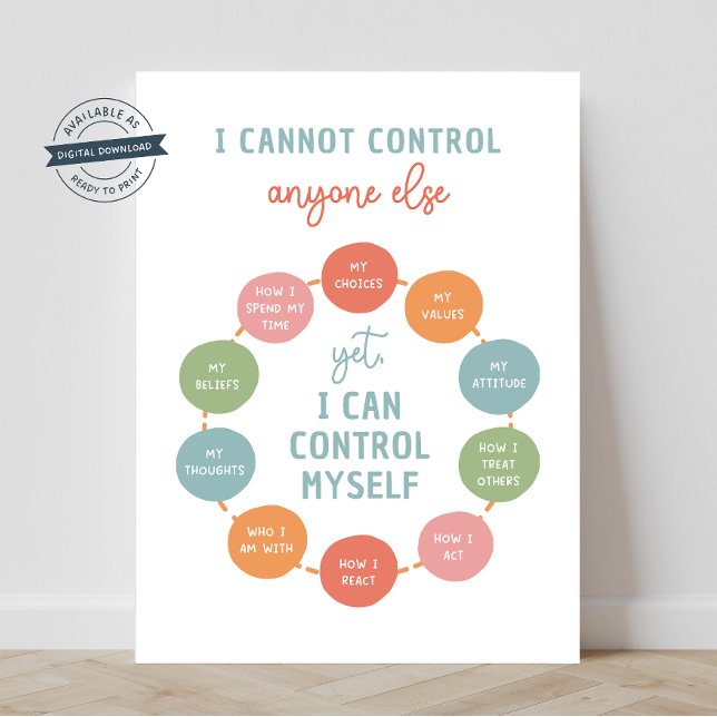 Poster Não Consigo Controlar Mais Ninguém 18X24 (social emotional learning, i cannot control anyone else, mental health posters, classroom poster)
