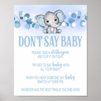 Poster Não diga azul de elefante de Chá de fraldas