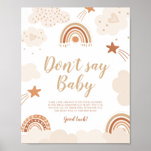 Poster Não diga Baby Boho Rainbow Sinal