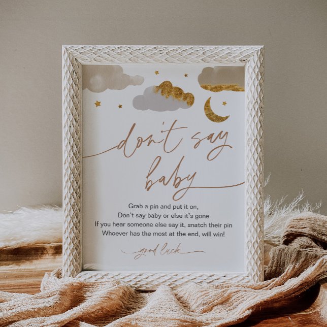 Poster Não diga Chá de fraldas de estrela do jogo do bebê (Criador carregado)