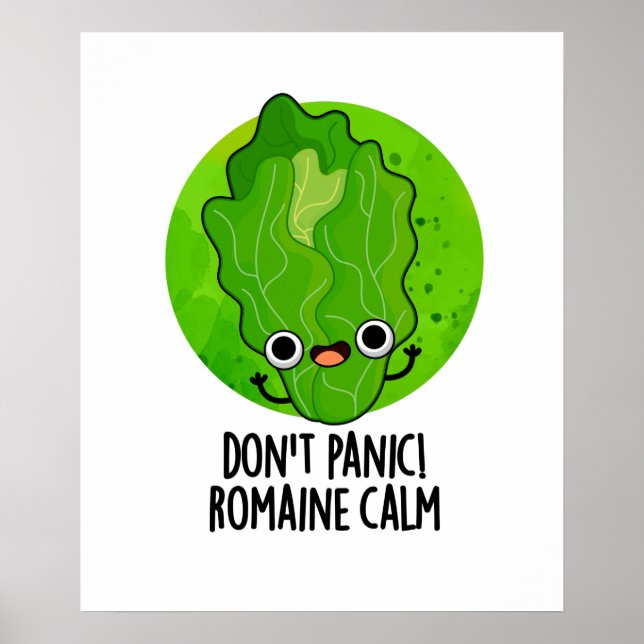 Poster Não entre em pânico Romaine Calma Engraçado Veggie (Frente)