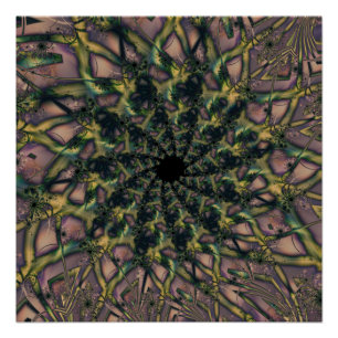 Pôster Não Enviando   Arte Fractal Rosa e Amarela