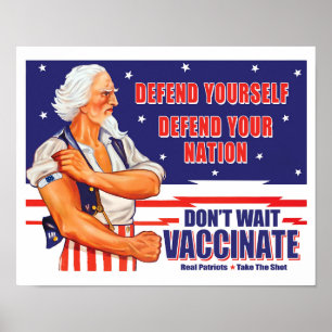 Poster Não Espere Vacine Tio Sam Versão Retrô Tome a Dose
