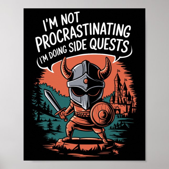 Poster Não Estou Procrastinando Missões Paralelas Diverti (Frente)