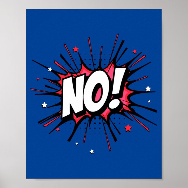 Poster Não! Exclamação Dramática de banda desenhada Pop (Frente)