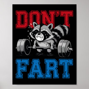 Poster Não Fart Funny Raccoon Gym Malhação Weigh