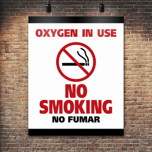 Pôster Não fumadores - oxigênio no uso - nenhum Fumar